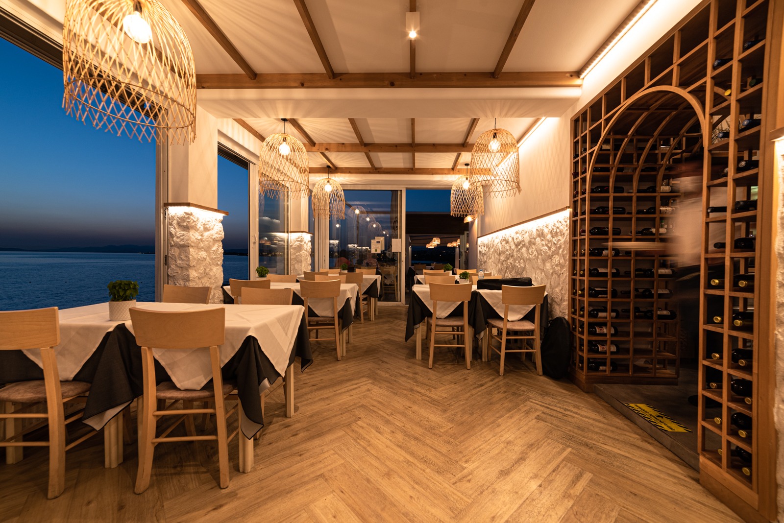 Wine cellar and evening atmosphere at Panorama Restaurant